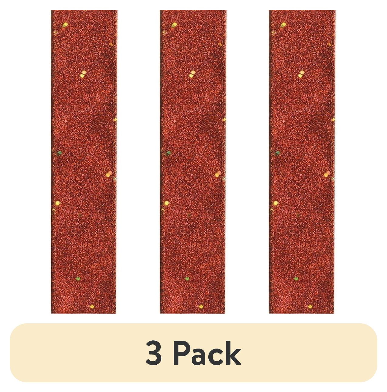 (3 pack) Offray Ribbon, Red 1 1/2 inch Wired Edge Metallic Ribbon for Wedding, Crafts, and Gifting, 9 feet, 1 Each