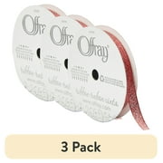 (3 pack) Offray Ribbon, Red 3/8 inch Galena Metallic Ribbon for Wedding, Crafts, and Gifting, 9 feet, 1 Each