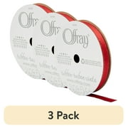 (3 pack) Offray Ribbon, Red 3/8 inch Metallic Ribbon, 9 feet