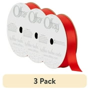 (3 pack) Offray Ribbon, Red 5/8 inch Double Face Satin Polyester Ribbon for Wedding, Sewing, and Crafts, 12 feet, 1 Each