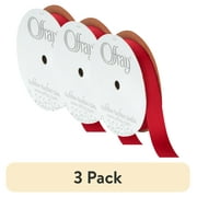 (3 pack) Offray Ribbon, Red 7/8 inch Satin Grosgrain Polyester Ribbon for Sewing, Crafts, and Gifting, 9 feet, 1 Each