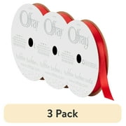 (3 pack) Offray Ribbon Red Polyester Ribbon, 3.25" x 0.37"