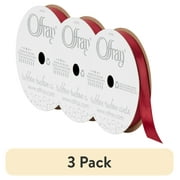 (3 pack) Offray Ribbon, Red Wine 3/8 inch Single Face Satin Polyester Ribbon, 18 feet