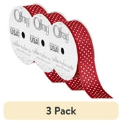 (3 pack) Offray Ribbon, Red with Polka Dot 7/8 inch Grosgrain Polyester Ribbon, 9 feet