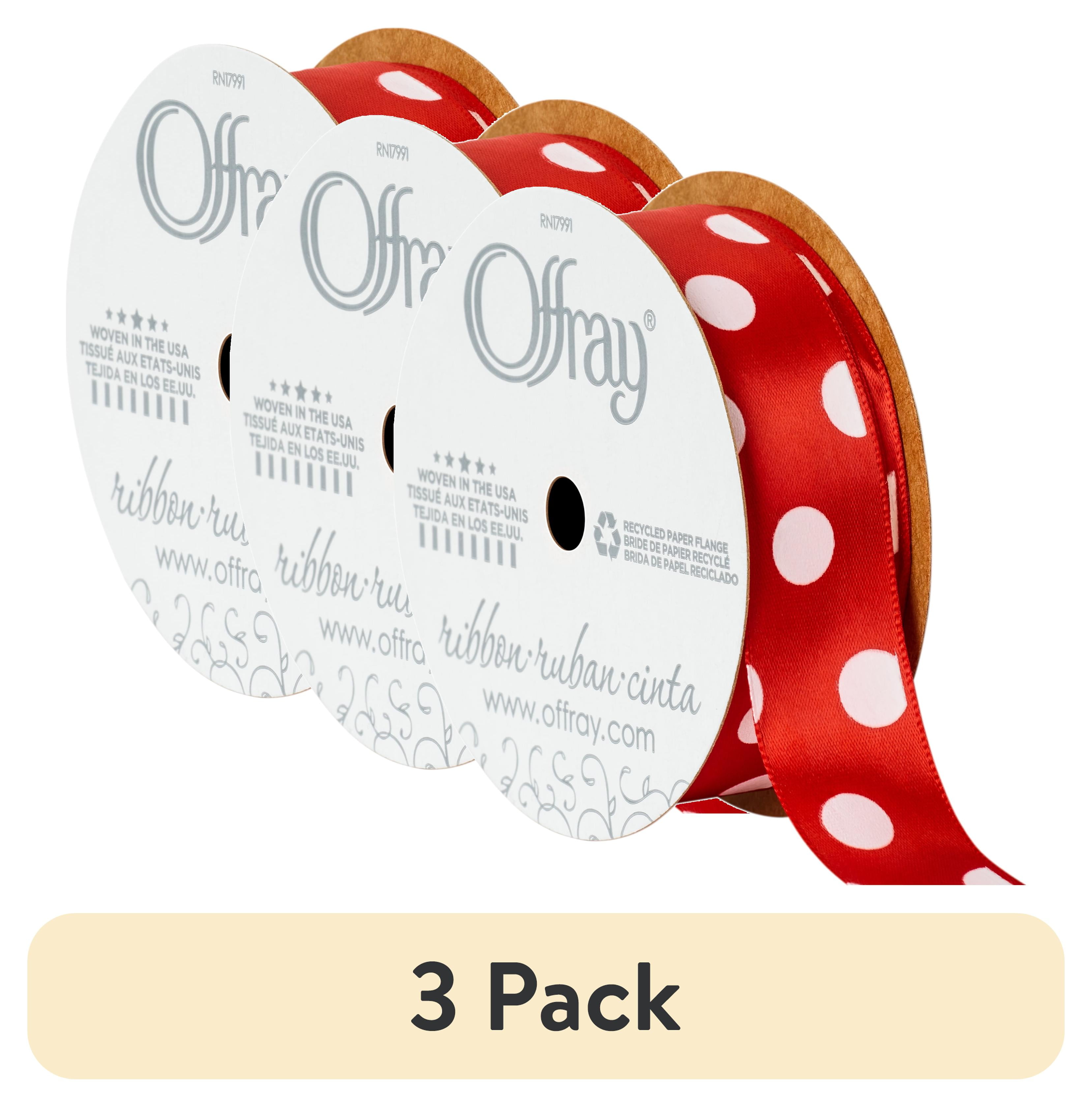 Offset Ribbons (3 pack) Offray Ribbon, Red with Polka Dot 7/8 inch Single Face Satin ...