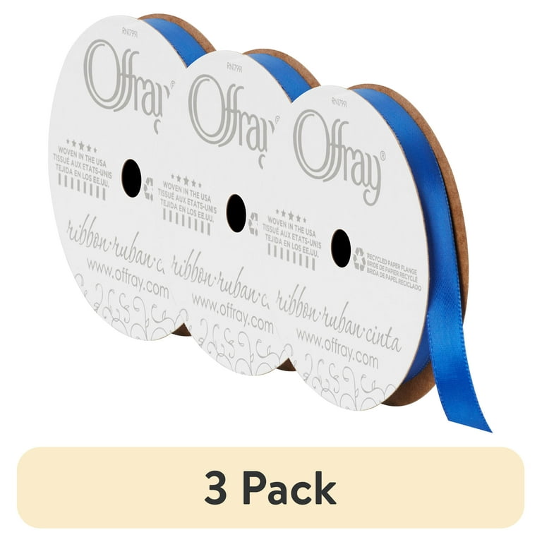3 pack) Offray Ribbon, Royal Blue 3/8 inch Single Face Satin