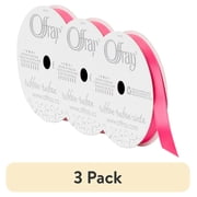 (3 pack) Offray Ribbon Pink Polyester Ribbon, 3.25" x 0.37"
