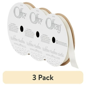 (3 pack) Offray Ribbon, Antique White 3/8 inch Single Face Satin Polyester Ribbon for Sewing, Crafts, and Gifting, 18 feet, 1 Each