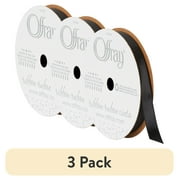 (3 pack) Offray Ribbon, Single Face Satin Ribbon, Black, 3/8" x 18 feet, Polyester Ribbon, 1 Each