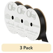 (3 pack) Offray Ribbon, Single Face Satin Ribbon, Black, 5/8" x 18 feet, Polyester Ribbon, 1 Each