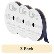 (3 pack) Offray Ribbon, Single Face Satin Ribbon, Navy, 3/8" x 18 feet, Polyester Ribbon, 1 Each