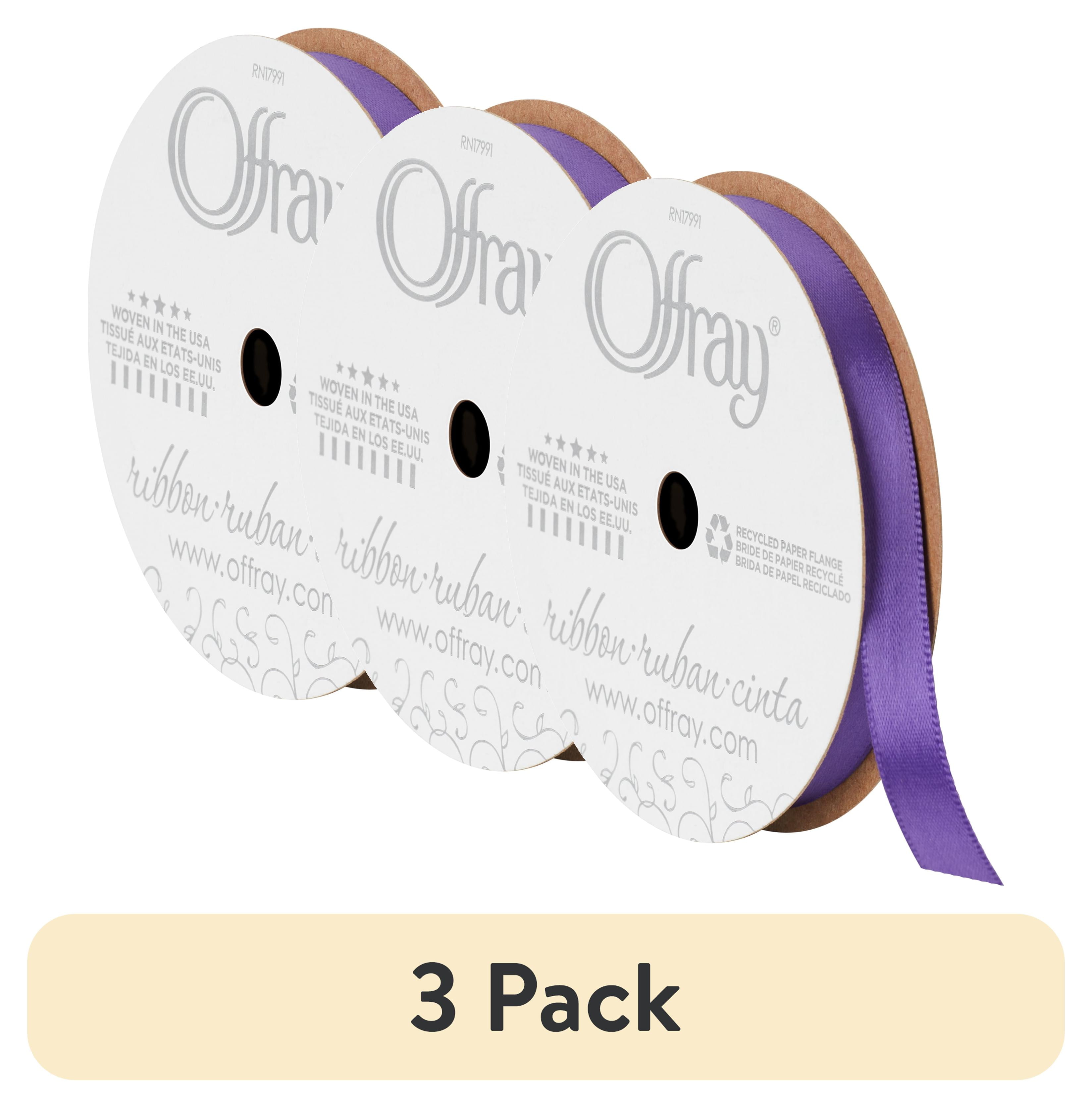 (3 pack) Offray Ribbon, Regal Purple 3/8 inch Single Face Satin Polyester Ribbon for Sewing, Crafts, and Gifting, 18 feet, 1 Each