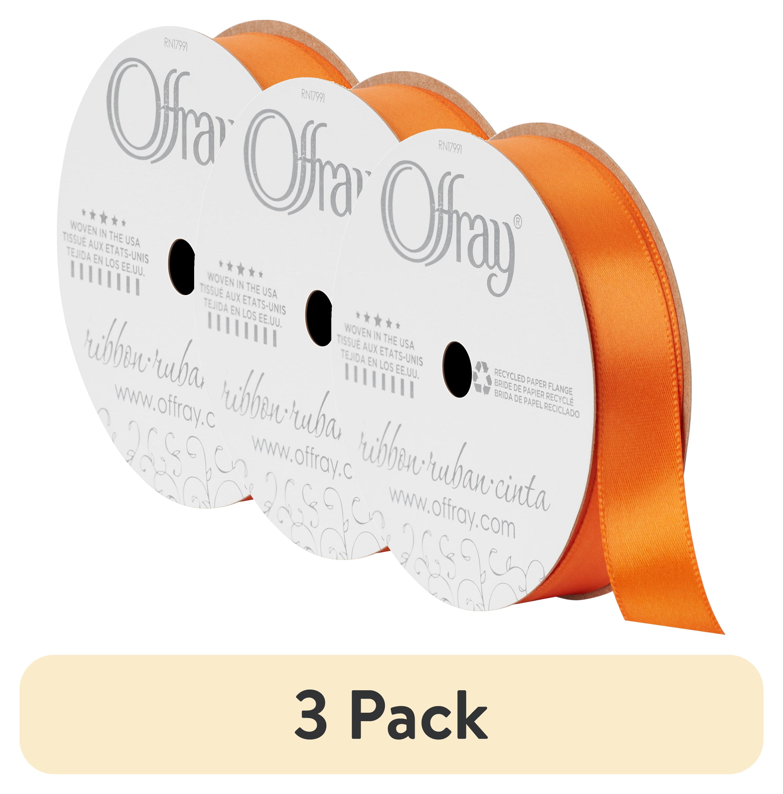 (3 pack) Offray Ribbon, Single Face Satin Ribbon, Torrid Orange, 5/8" x 18 feet, Polyester Ribbon, 1 Each