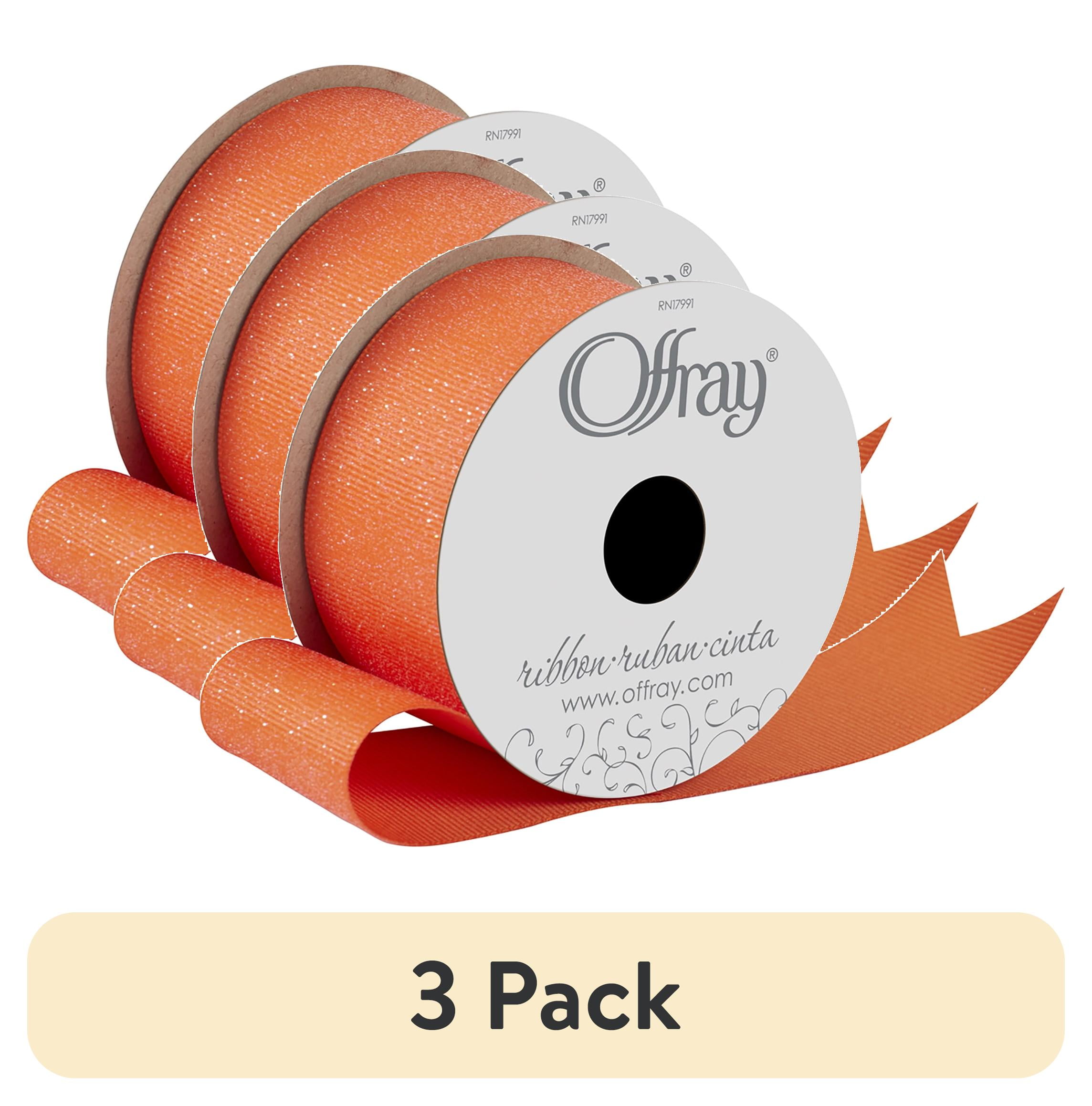 (3 pack) Offray Ribbon, Torrid Orange 1 1/2 inch Grosgrain Glitter Polyester Ribbon for Sewing, Crafts, and Gifting, 9 feet, 1 Each