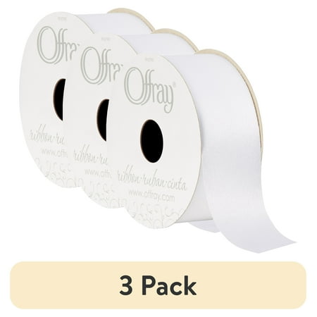 (3 pack) Offray Ribbon, White 1 1/2 inch Acetate Polyester Outdoor Ribbon for Floral Displays and Decorations, 21 feet, 1 Each price history and forecast - Offray 000052