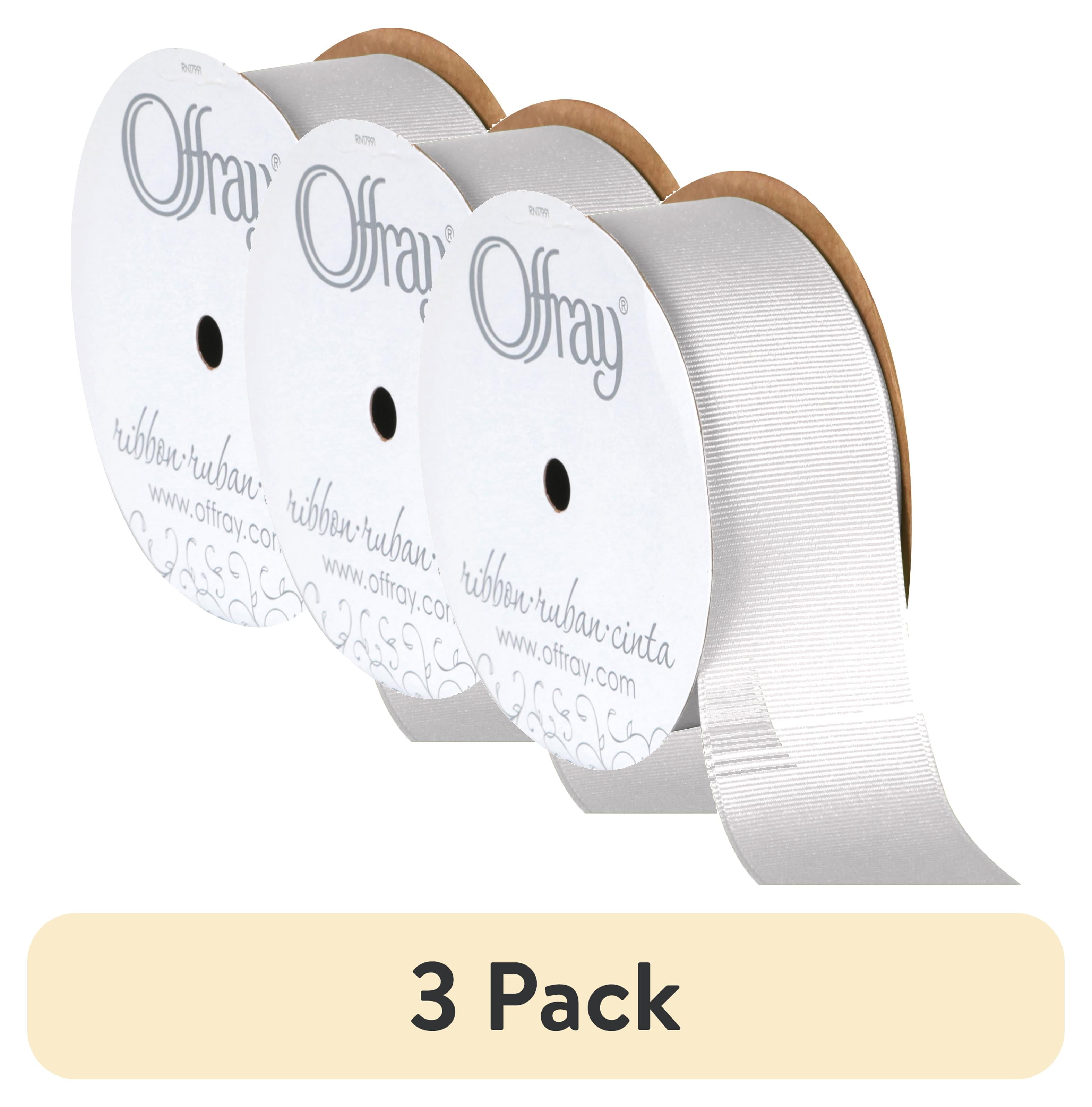 (3 pack) Offray Ribbon White 1 1/2 inch Grosgrain Polyester Ribbon 12