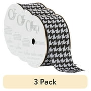 (3 pack) Offray Ribbon, White 1 1/2 inch Wired Houndstooth Woven Ribbon, 9 feet