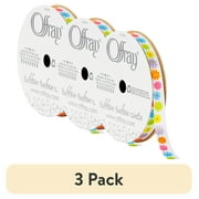 (3 pack) Offray Ribbon, White 3/8 inch Bright Flowers Satin Ribbon, 9 feet