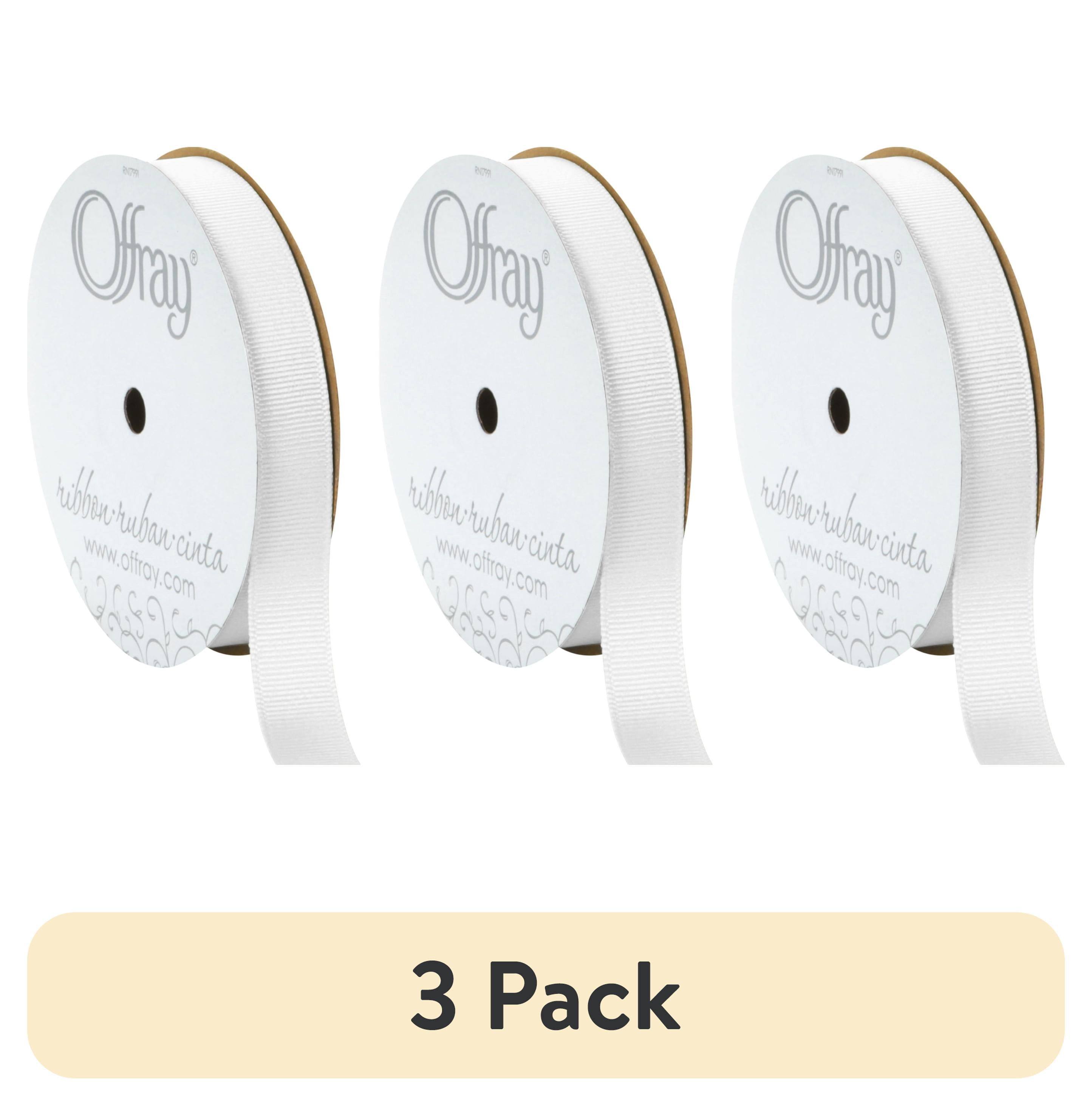 (3 pack) Offray Ribbon, White 5/8 inch Grosgrain Polyester Ribbon for Sewing, Crafts, and Gifting, 18 feet, 1 Each