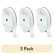 (3 pack) Offray Ribbon, White 5/8 inch Grosgrain Polyester Ribbon for Sewing, Crafts, and Gifting, 18 feet, 1 Each
