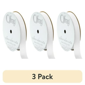 (3 pack) Offray Ribbon, White 5/8 inch Grosgrain Polyester Ribbon for Sewing, Crafts, and Gifting, 18 feet, 1 Each