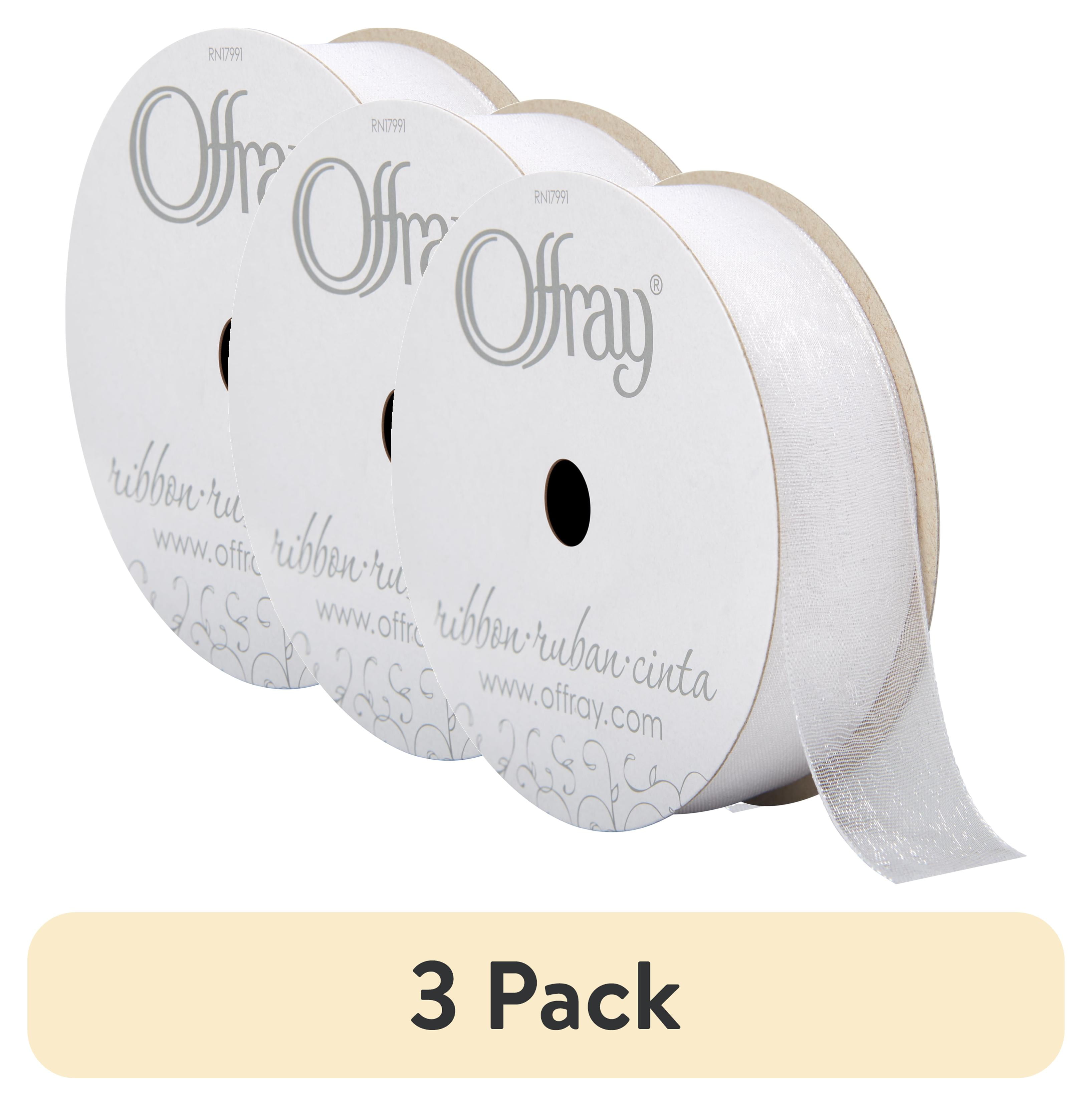 (3 pack) Offray Ribbon, White 7/8 inch Sheer Ribbon, 12 feet