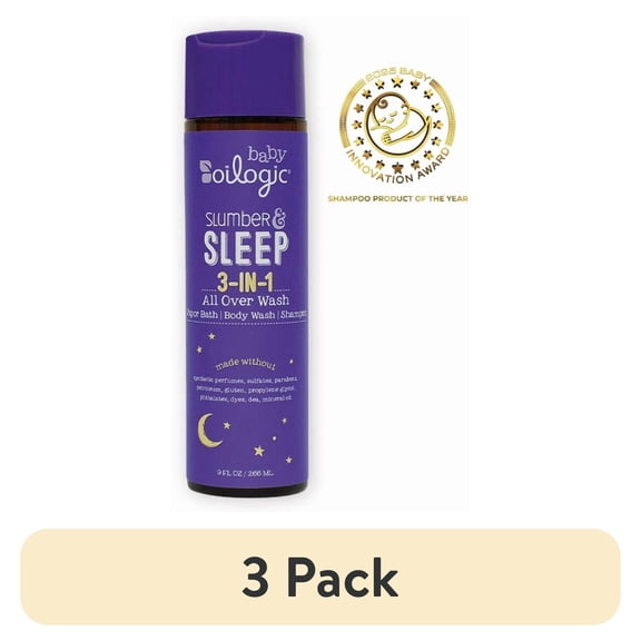 (3 pack) Oilogic 3 in 1 Slumber & Sleep Baby Safe Essential Oil Vapor Bath & Shampoo, 9 fl oz