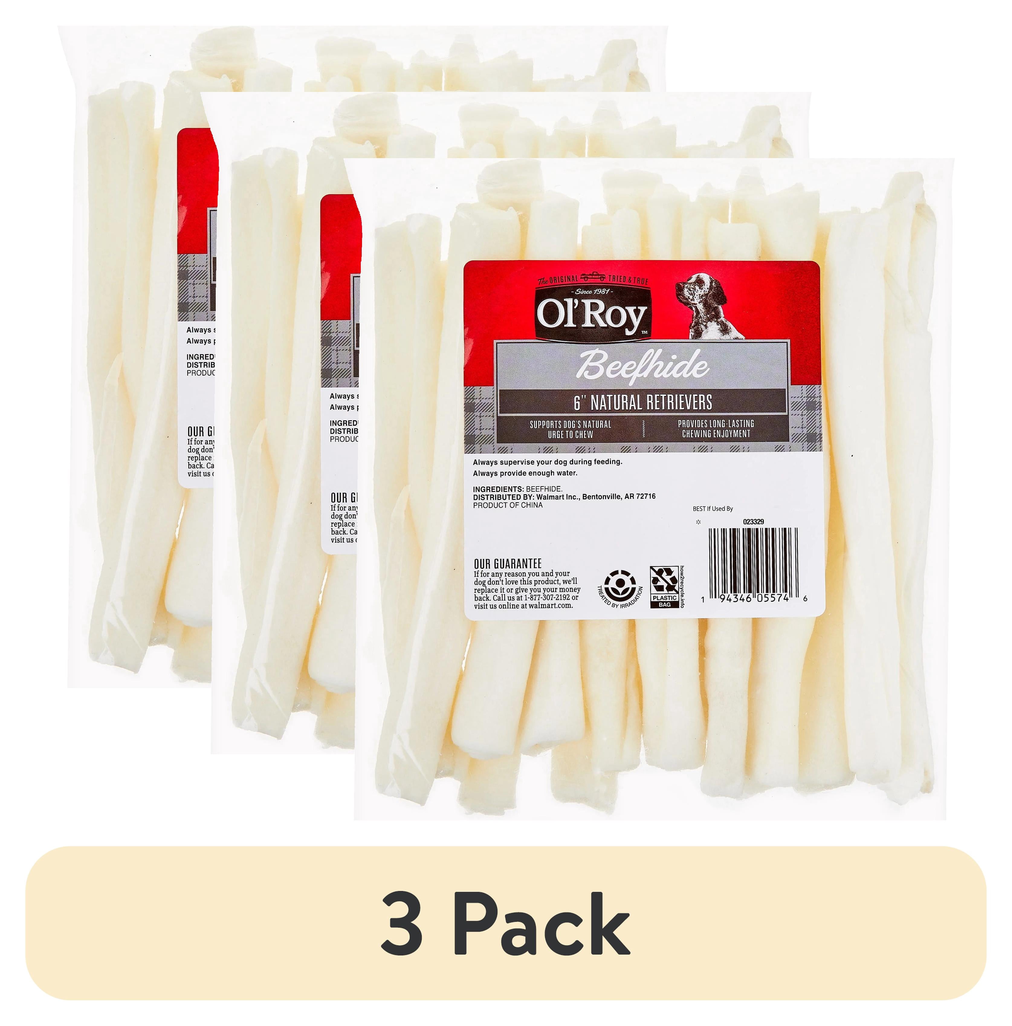 (3 pack) Ol' Roy 6-inch Retrievers Rolls Natural, 16 Count