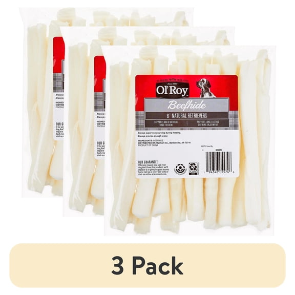(3 pack) Ol' Roy 6-inch Retrievers Rolls Natural, 16 Count