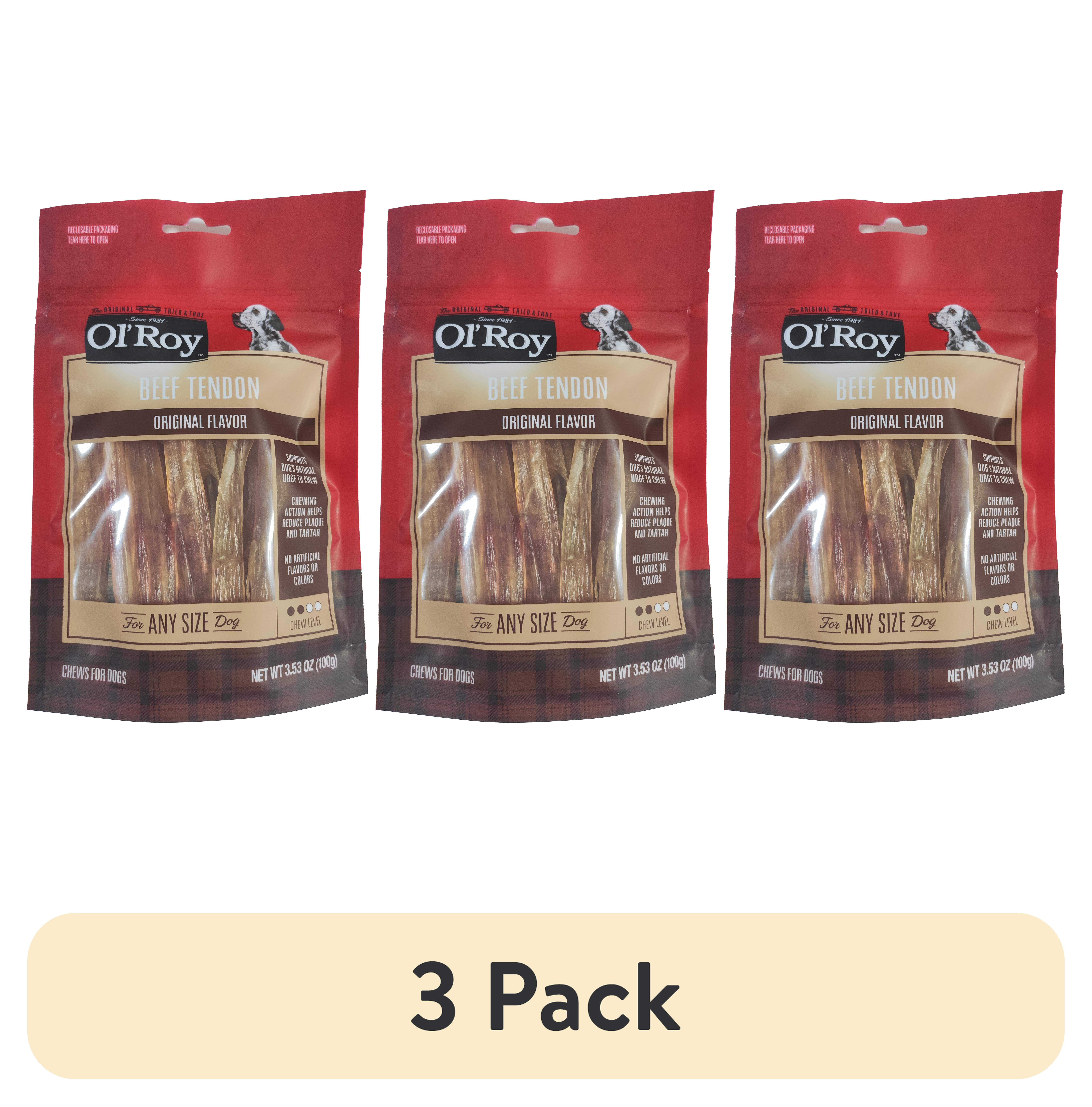 (3 pack) Ol' Roy Beef Tendon Chews for Dogs, Original Flavor, 3.53 oz Bag