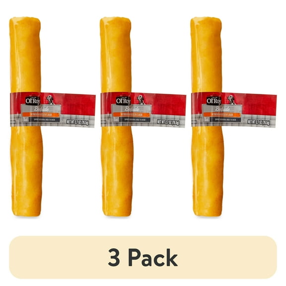 (3 pack) Ol' Roy Chicken Flavor Rawhide 9" Retriever Beef hide Chew for Dogs, Dry, 2.7 oz