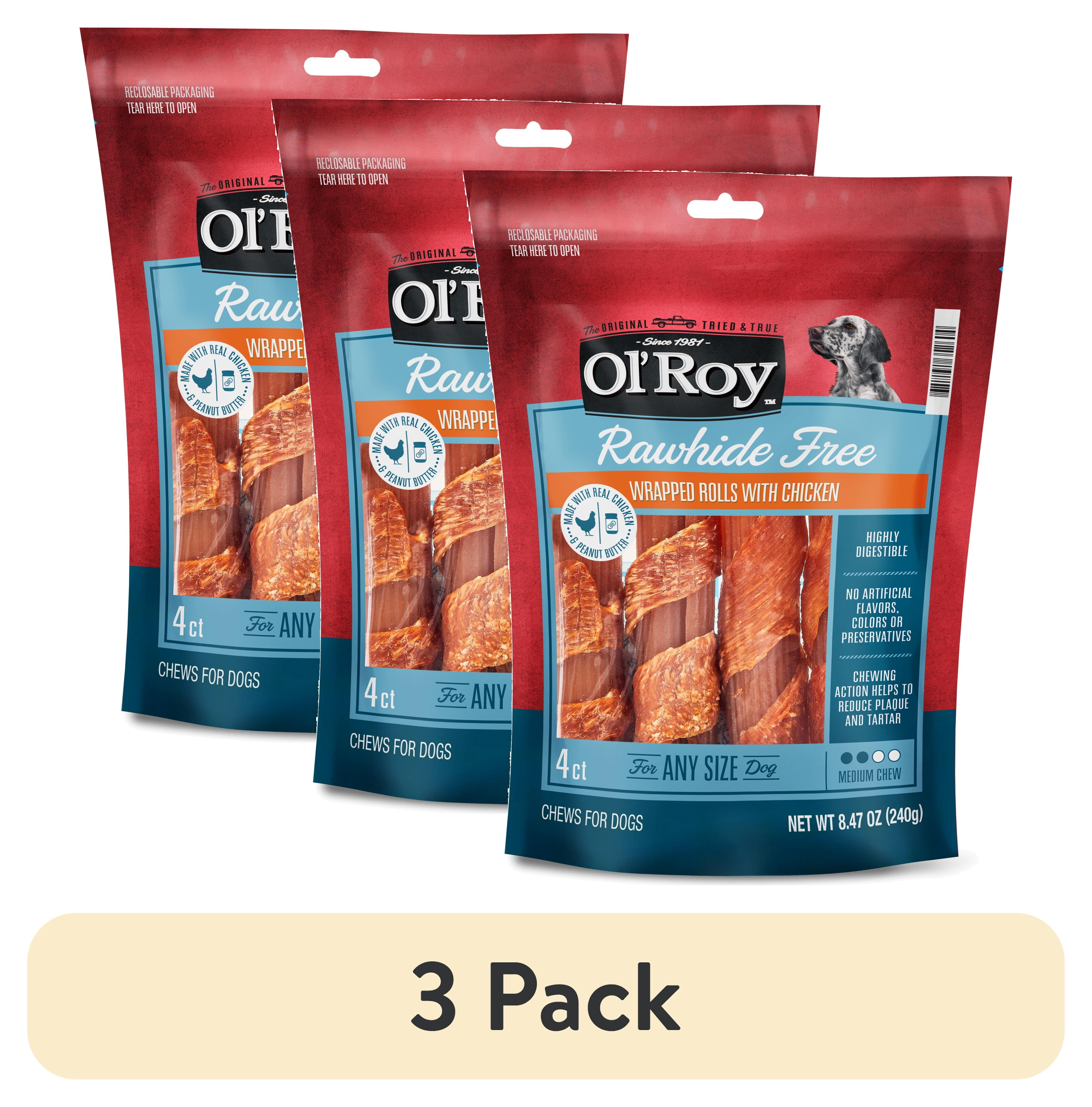 (3 pack) Ol' Roy Chicken & Peanut Butter Flavor Stick Treats for Dogs, 8.47 oz, 4 Count