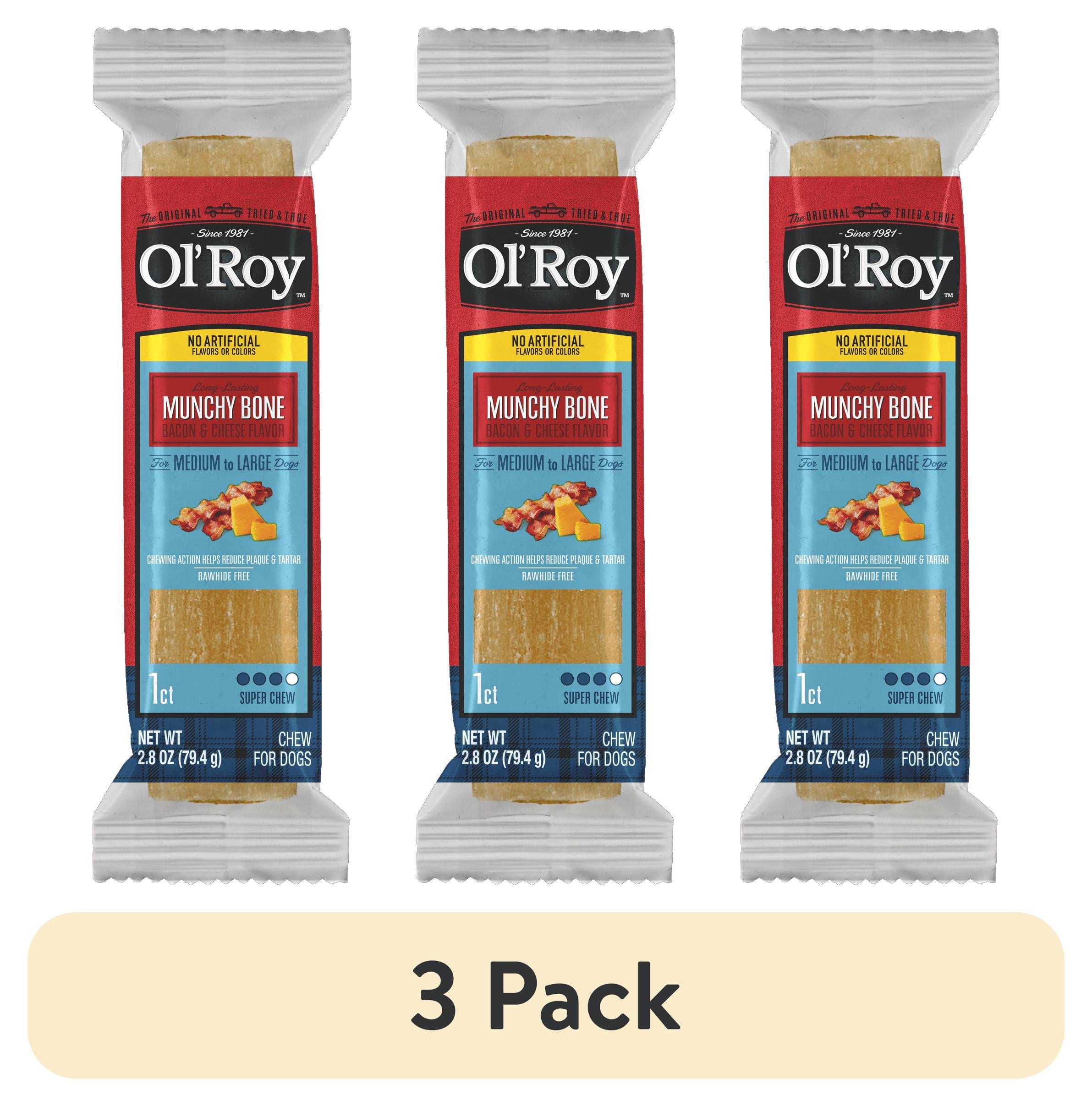 (3 pack) Ol' Roy Munchy Bone Dog Treats, Bacon and Cheese, 2.8 oz, 1 Count