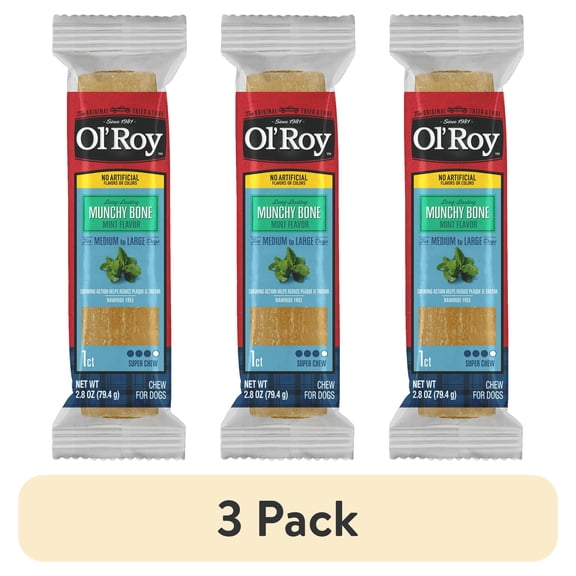 (3 pack) Ol' Roy Munchy Bone Mint, 2.8 oz, 1 Count