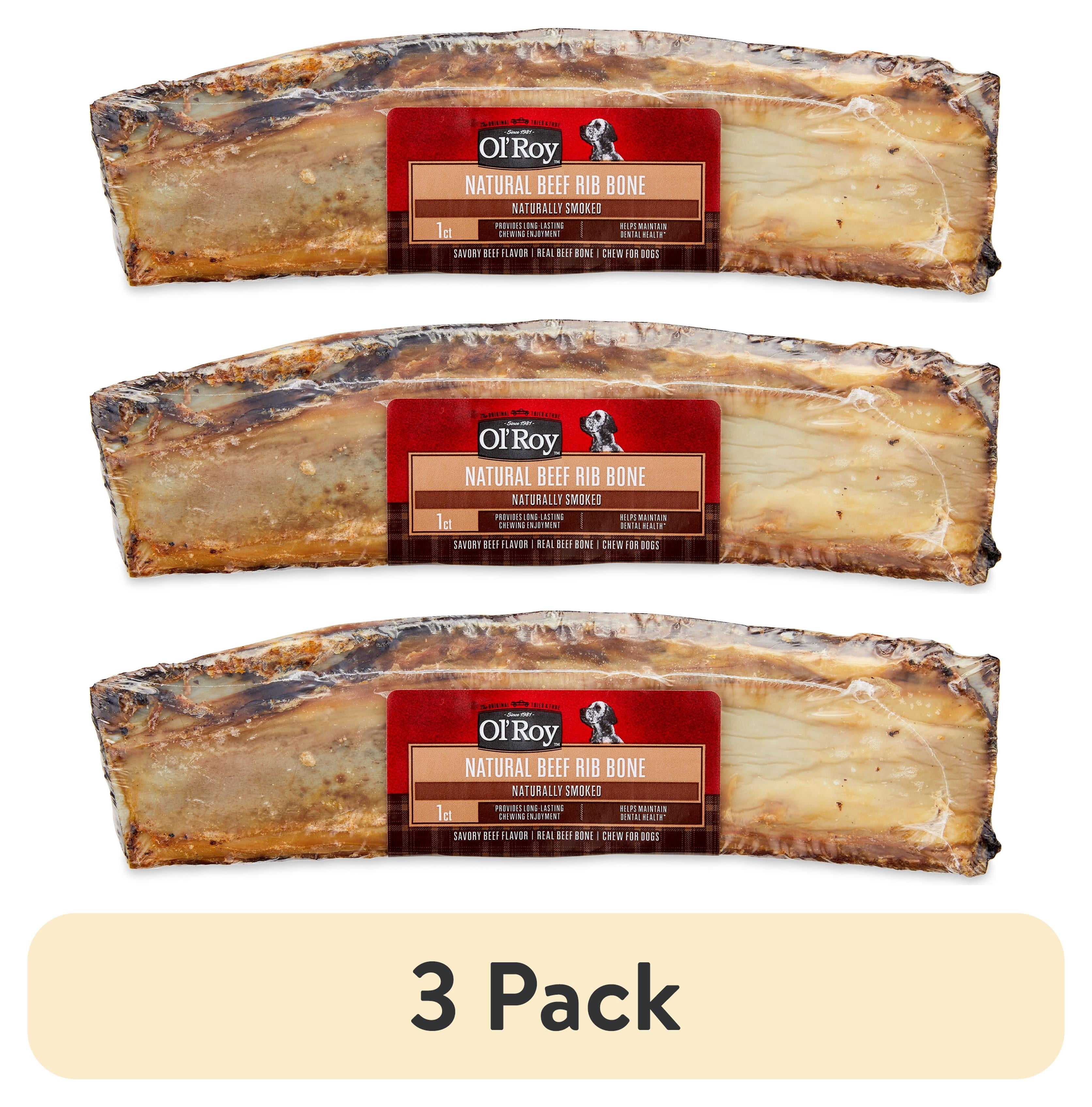 (3 pack) Ol' Roy Natural Beef Dry Rib Bone Chew for Dogs, 1 Count