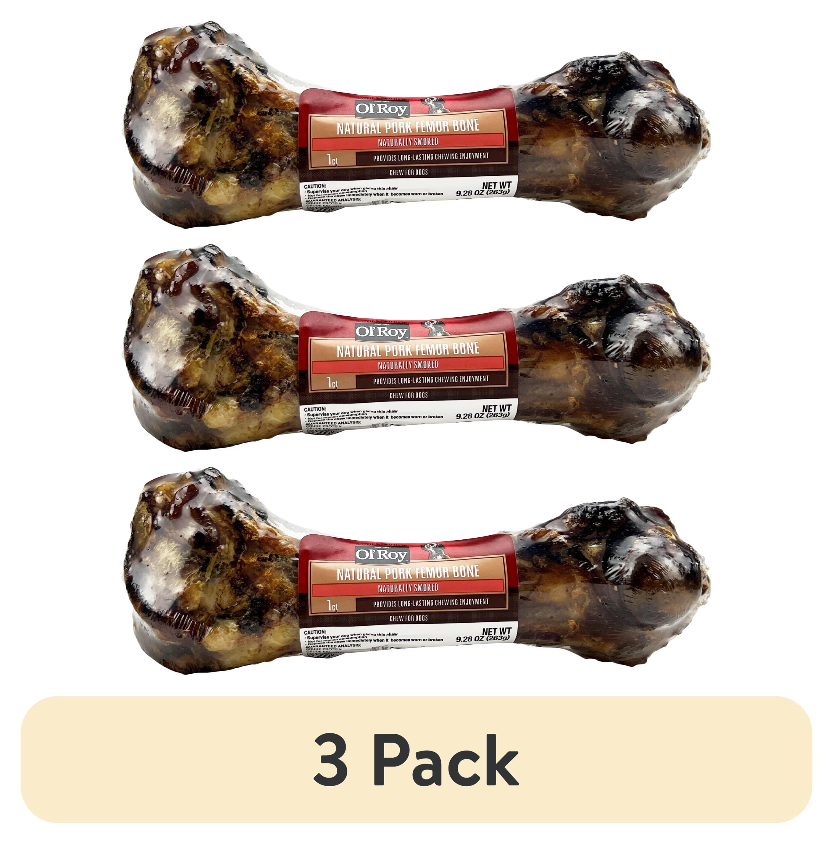 (3 pack) Ol' Roy Natural Pork Femur Chew for Dogs, 9.28 oz