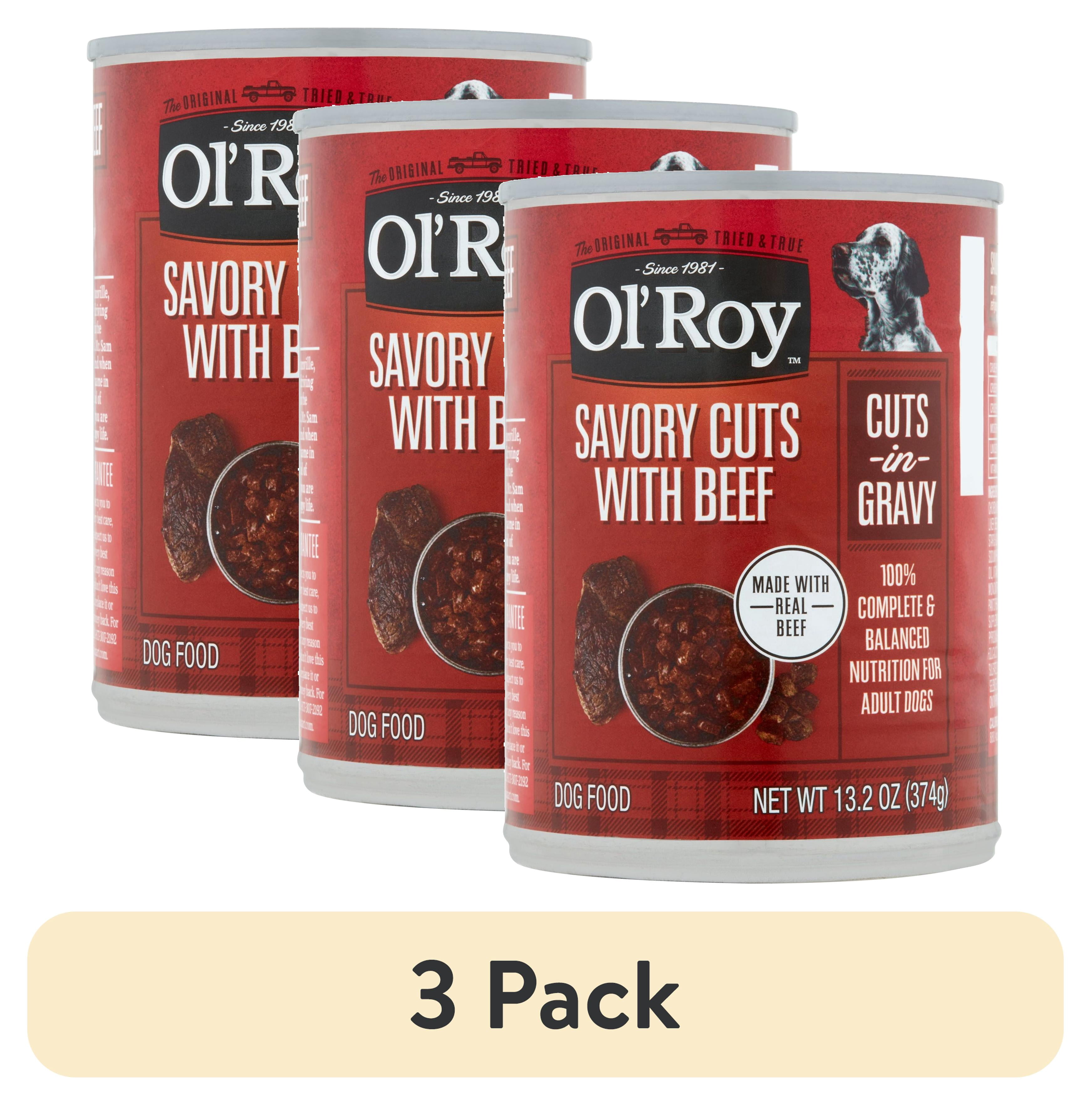 (3 pack) Ol' Roy Savory Cuts with Beef in Gravy Wet Dog Food, 13.2 oz Can