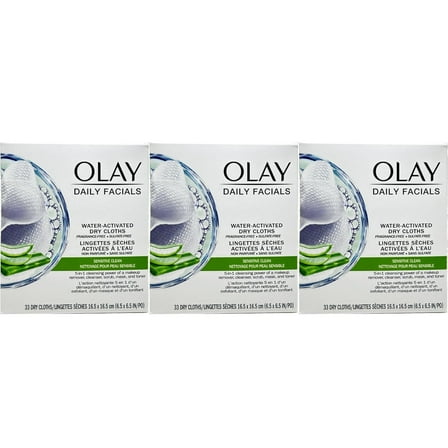 Olay Daily Facials Sensitive Cleansing Cloths, Fragrance-Free, 33 Count