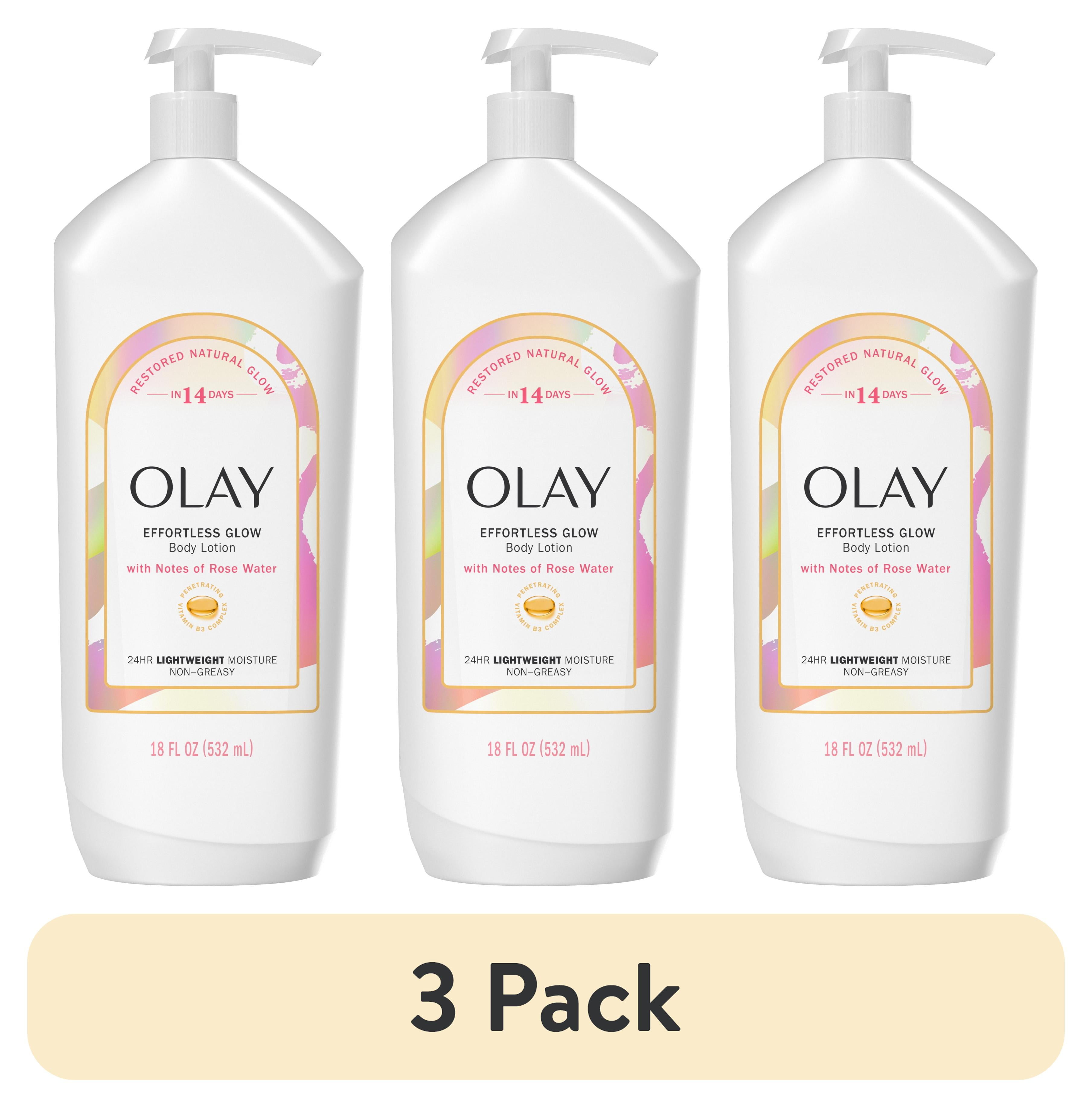(3 pack) Olay Effortless Glow Hydrating Body Lotion with Notes of Rose Water, 18 fl oz