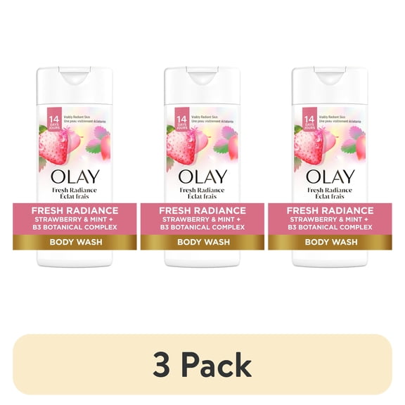 (3 pack) Olay Fresh Outlast Body Wash, Notes of White Strawberry & Mint, 3 fl oz
