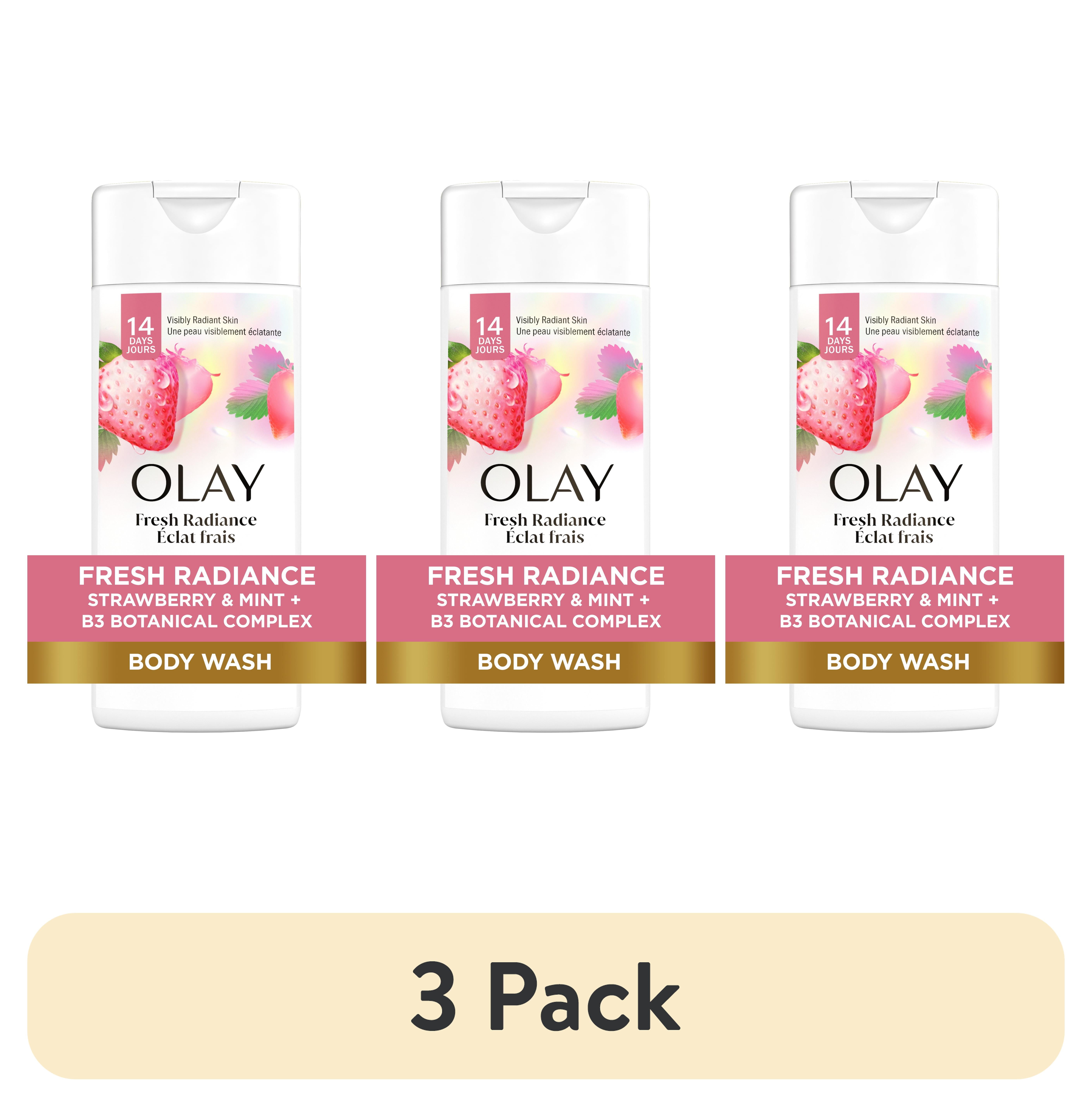 (3 pack) Olay Fresh Outlast Body Wash, Notes of White Strawberry & Mint, 3 fl oz