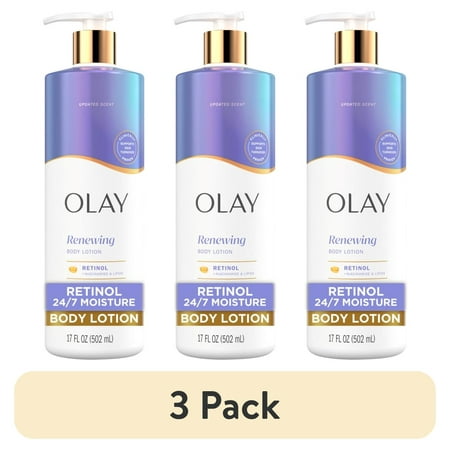 (3 pack) Olay Renewing Body Lotion with Retinol, 17 fl oz, Body Lotion for Smoother Skin