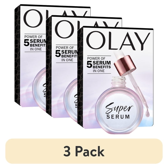 (3 pack) Olay Super Serum - Niacinamide, Vitamin C & E, Collagen Peptide, AHA - 5-in-1 Skin Care Benefits for Face - Healthy Glow, Brightening, Hydrating, Smoothing, Firming, Evens Tone, Anti-Aging, 1.7 Oz