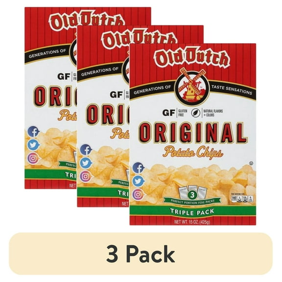 (3 pack) Old Dutch Original Potato Chips, 5 oz., 3 Count