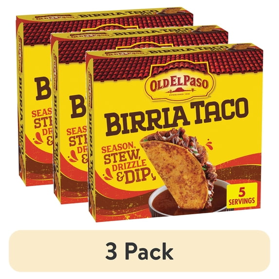 (3 pack) Old El Paso Birria Taco Kit with Seasoning, Sauce and Soft Tortillas, 12.1 oz