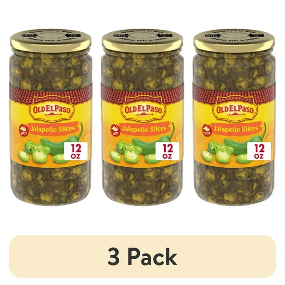 (3 pack) Old El Paso Hot Pickled Jalapeño Slices, 12 oz.