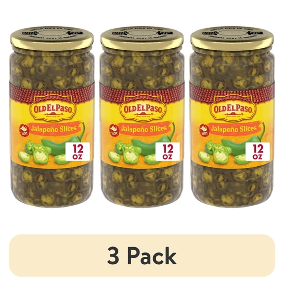 (3 pack) Old El Paso Hot Pickled Jalapeño Slices, 12 oz.