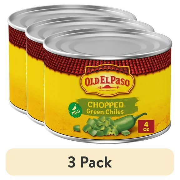 (3 pack) Old El Paso Mild Chopped Green Chiles, Meal Prep, 4 oz