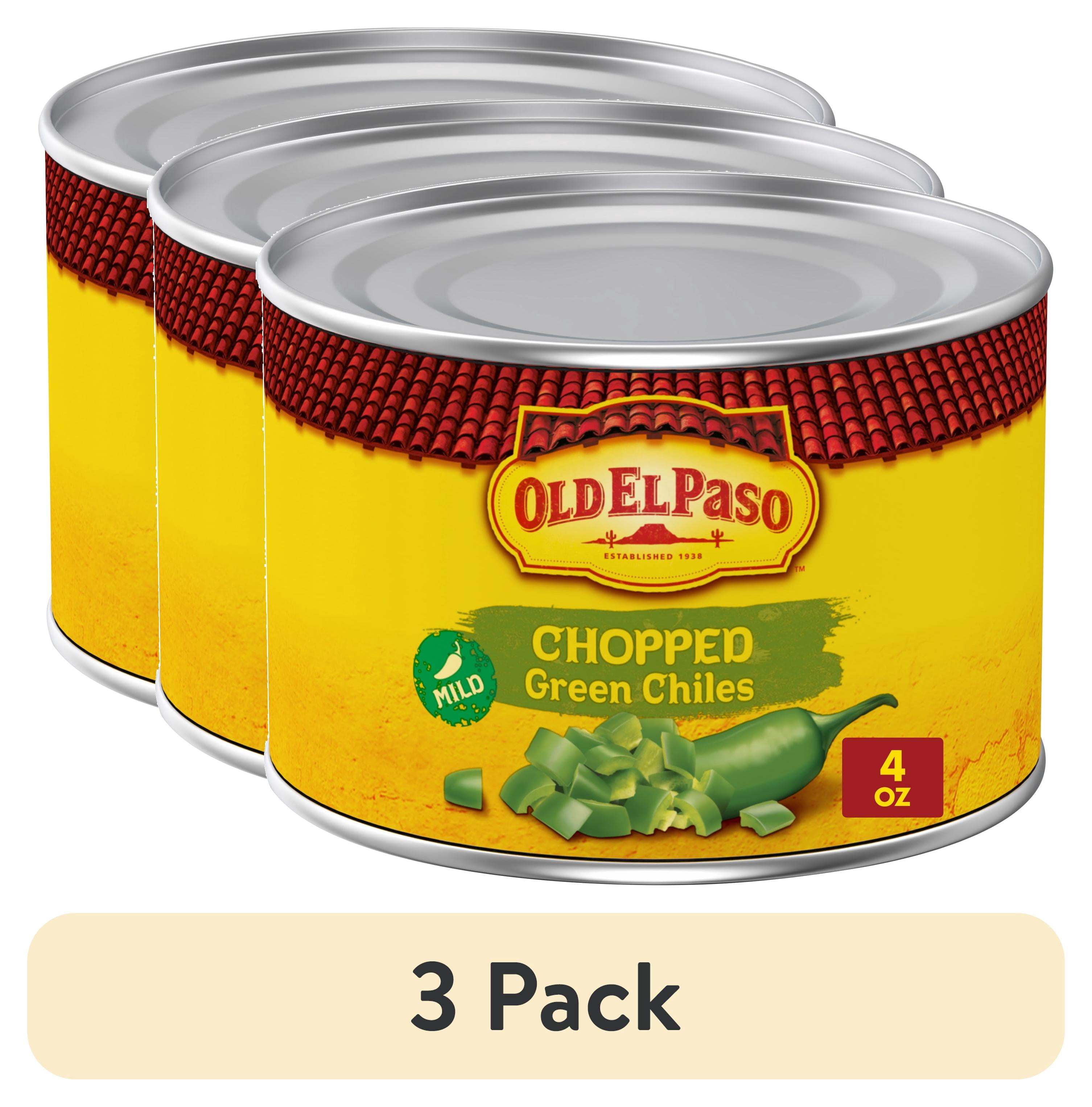 (3 pack) Old El Paso Mild Chopped Green Chiles, Meal Prep, 4 oz
