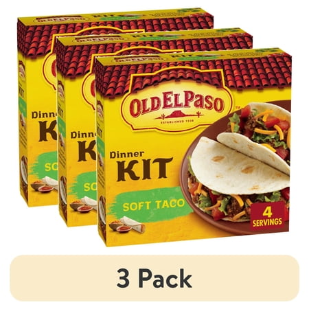 (3 pack) Old El Paso Soft Taco Dinner Kit, Easy Meal Prep, 10 Count, 12.5 oz